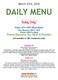 March 23rd, 2018 DAILY MENU. Today Only!