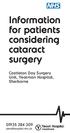 Information for patients considering cataract surgery Castleton Day Surgery Unit, Yeatman Hospital, Sherborne