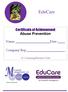 EduCare. Certificate of Achievement Abuse Prevention. Name Date. Company Rep. .25 Continuing Education Units