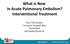 What is New in Acute Pulmonary Embolism? Interventional Treatment. Prof. Nils Kucher University Hospital Bern Switzerland