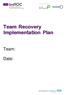 Team Recovery Implementation Plan