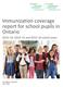 Immunization coverage report for school pupils in Ontario , and school years