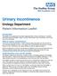 Urinary incontinence. Urology Department. Patient Information Leaflet
