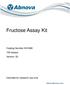 Fructose Assay Kit. Catalog Number KA assays Version: 02. Intended for research use only.
