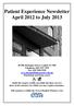 Patient Experience Newsletter April 2012 to July 2013