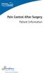 Pain Control After Surgery. Patient Information