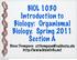 BIOL 1030 Introduction to Biology: Organismal Biology. Spring 2011 Section A