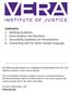 The following information is a compilation of publications from The Vera Institute of Justice. Used with permission.