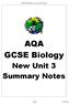 AQA GCSE Biology New Unit 3 Summary Notes