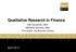 Qualitative Research in Finance