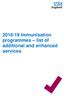 2018/19 Immunisation programmes list of additional and enhanced services