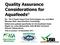 Quality Assurance Considerations for Aquafeeds
