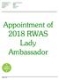 Appointment of 2018 RWAS Lady Ambassador