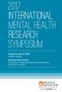 2017 INTERNATIONAL MENTAL HEALTH RESEARCH SYMPOSIUM Friday, October 27, :00am 4:30pm