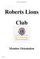 Roberts Lions Club Member Orientation