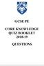 GCSE PE CORE KNOWLEDGE QUIZ BOOKLET QUESTIONS