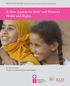 A New Agenda for Girls and Women s Health and Rights