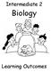 Intermediate 2. Biology. Learning Outcomes