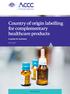 Country of origin labelling for complementary healthcare products