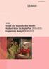 WHO Sexual and Reproductive Health Medium-term Strategic Plan for and Programme Budget for