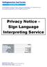 Privacy Notice Sign Language Interpreting Service