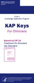 KAP Keys. For Clinicians. Based on TIP 33 Treatment for Stimulant Use Disorders. CSAT s Knowledge Application Program