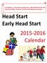 Head Start Early Head Start Calendar