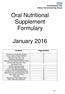 Oral Nutritional Supplement Formulary. January 2016