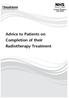 Advice to Patients on Completion of their Radiotherapy Treatment