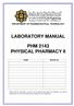 LABORATORY MANUAL PHM 2143 PHYSICAL PHARMACY II