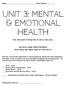 Unit 3: Mental & Emotional Health