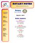 ROTARY NOTES. Rotary. Club of Warren. March 1, Member Assignments. Upcoming Speakers