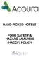HAND PICKED HOTELS FOOD SAFETY & HAZARD ANALYSIS (HACCP) POLICY