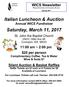 Italian Luncheon & Auction Annual WICS Fundraiser. Saturday, March 11, 2017