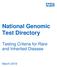 National Genomic Test Directory. Testing Criteria for Rare and Inherited Disease